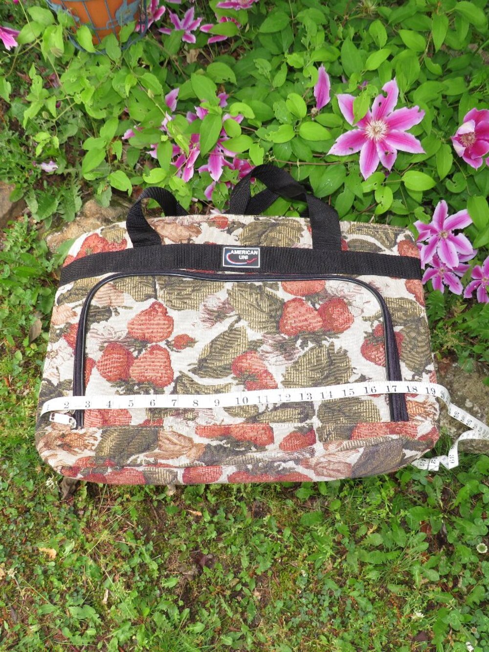 Vintage American Uni Strawberry Floral Tote Bag – 90s Cottagecore Shoulder Bag,